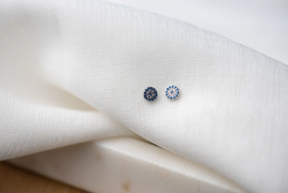 Circle Crystal Evil Eye Studs